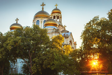 The Assumption Cathedral of Modern Byzantine style with golden d