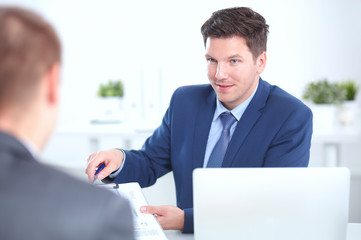 Fototapeta premium Business people working with laptop in an office