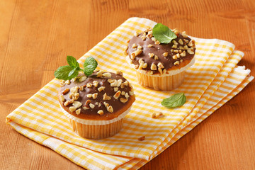 Chocolate glazed muffins