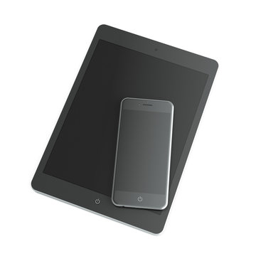 Black Tablet and smart phone