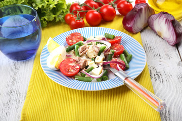 Fresh breakfast consisting of vegetable salad served