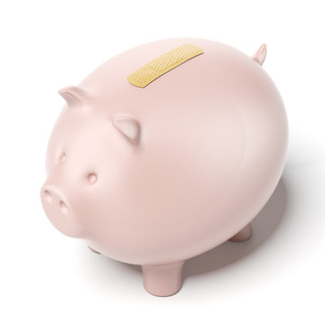 piggy bank with adhesive plaster