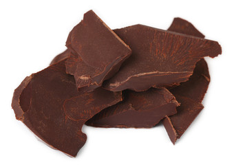 Cracked chocolate bar isolated on white