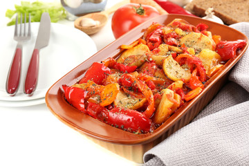 Vegetable ragout on table, close-up