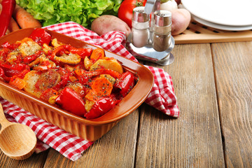 Vegetable ragout on table, close-up