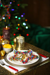 Serving Christmas table in room