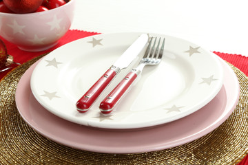 Serving Christmas table close-up