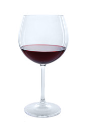 Wineglass with red wine isolated on white