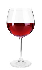 Wineglass with red wine isolated on white