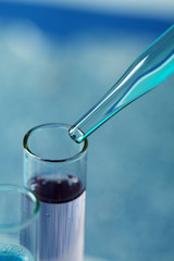 Test-tubes with liquid