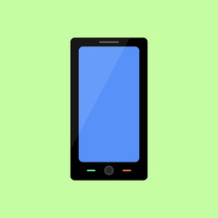 Flat style smart phone on green background