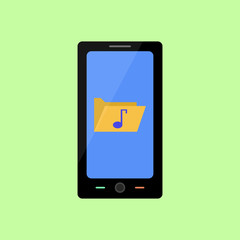 Flat style smart phone with music folder