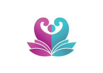 heart lotus logo,people yoga,beautiful spa massage,spiritual