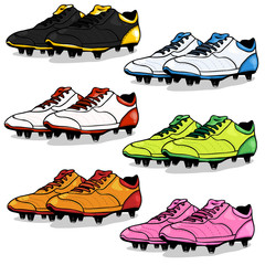 Vector Set of Cartoon Soccer Boots