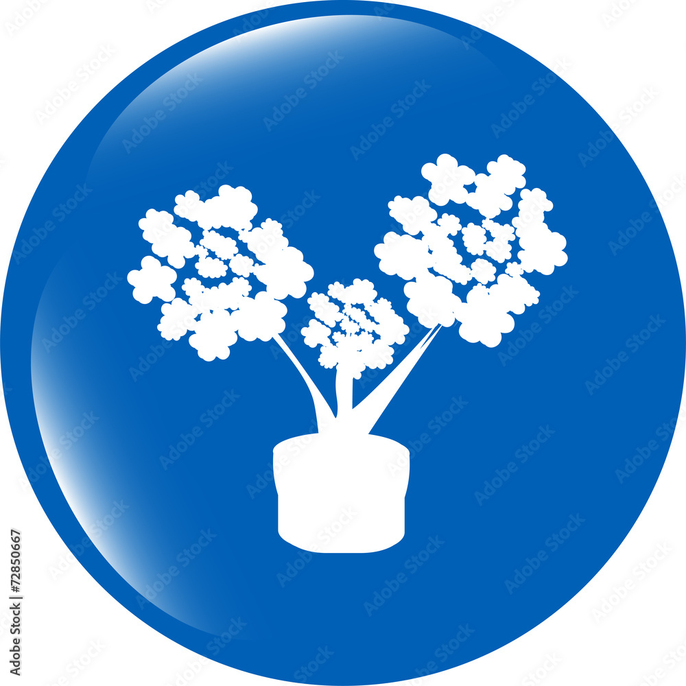 Poster flowers icon button app web isolated on white background