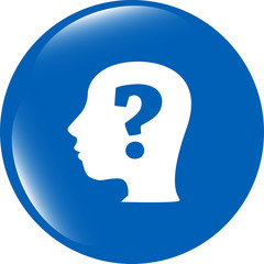 Human head with question mark symbol, web icon