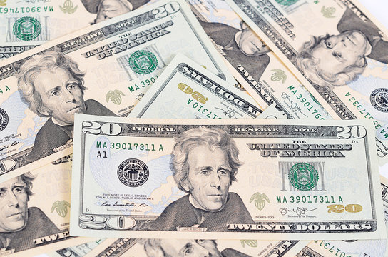 The dollar banknotes as background close-up
