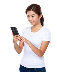 Woman look at message on cellphone
