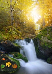 Autumnal landscape with waterfall