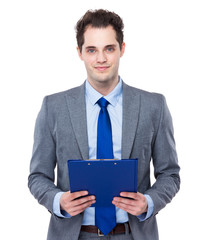 Businessman with clipboard