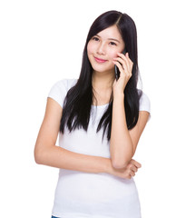 Fototapeta premium Woman talk to mobile phone