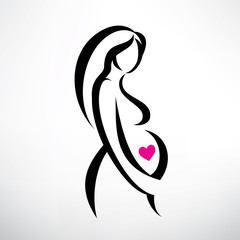 pregnant woman symbol, stylized vector sketch