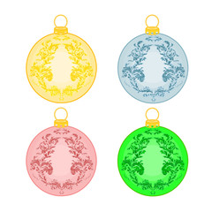 Christmas balls with ornaments vintage vector