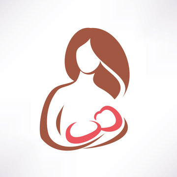 mother and baby stylized vector symbol