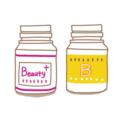 サプリメントボトル　美容とビタミン