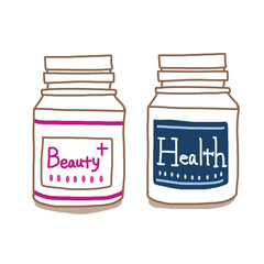 サプリメントボトル　健康と美容