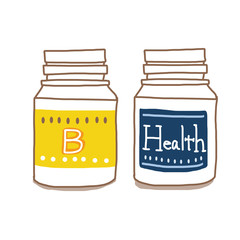 サプリメントボトル　健康とビタミン