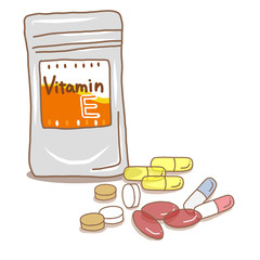 ビタミンEサプリメントと錠剤