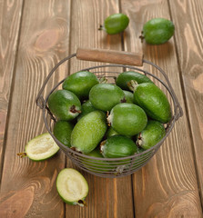 Fresh feijoa in basket