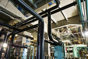 heating system equipment in a boiler room