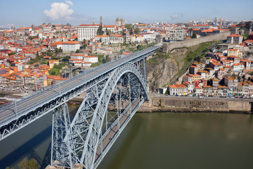 Dom Luis I Bridge Over Douro River in Old City of Porto