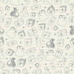 Sketchy gifts. Seamless pattern.