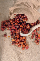 Dried fragrant fruit trees scattered on sacking