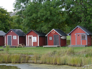 Fisherman houses on the island Gotland in Sweden