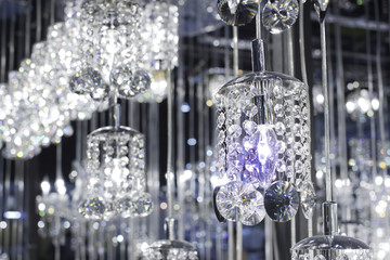 Crystal of modern Chandelier Lamp  in light