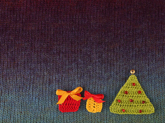 Christmas handmade knitted postcard