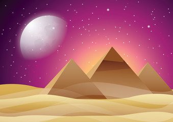 Pyramid at the starry night