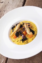 plated vegetable risotto meal