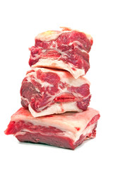 Raw beef ribs on white background