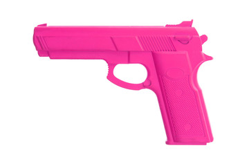 Pink training gun isolated on white