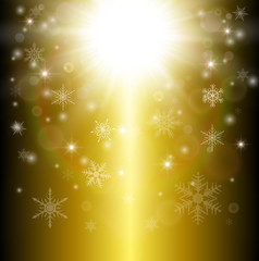 Christmas background with snowflakes and lights