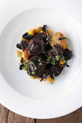 pigs cheek scallop blac kpudding starter