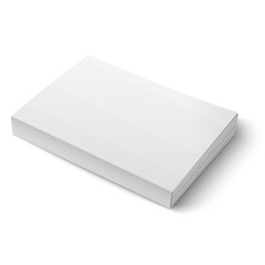 Blank softcover book template on white.