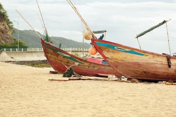 Fototapeta premium Old fishing boat in Vietnam
