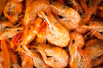 Boiled orange fresh shrimp pattern