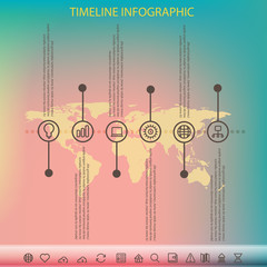 Timeline infographic with unfocused background